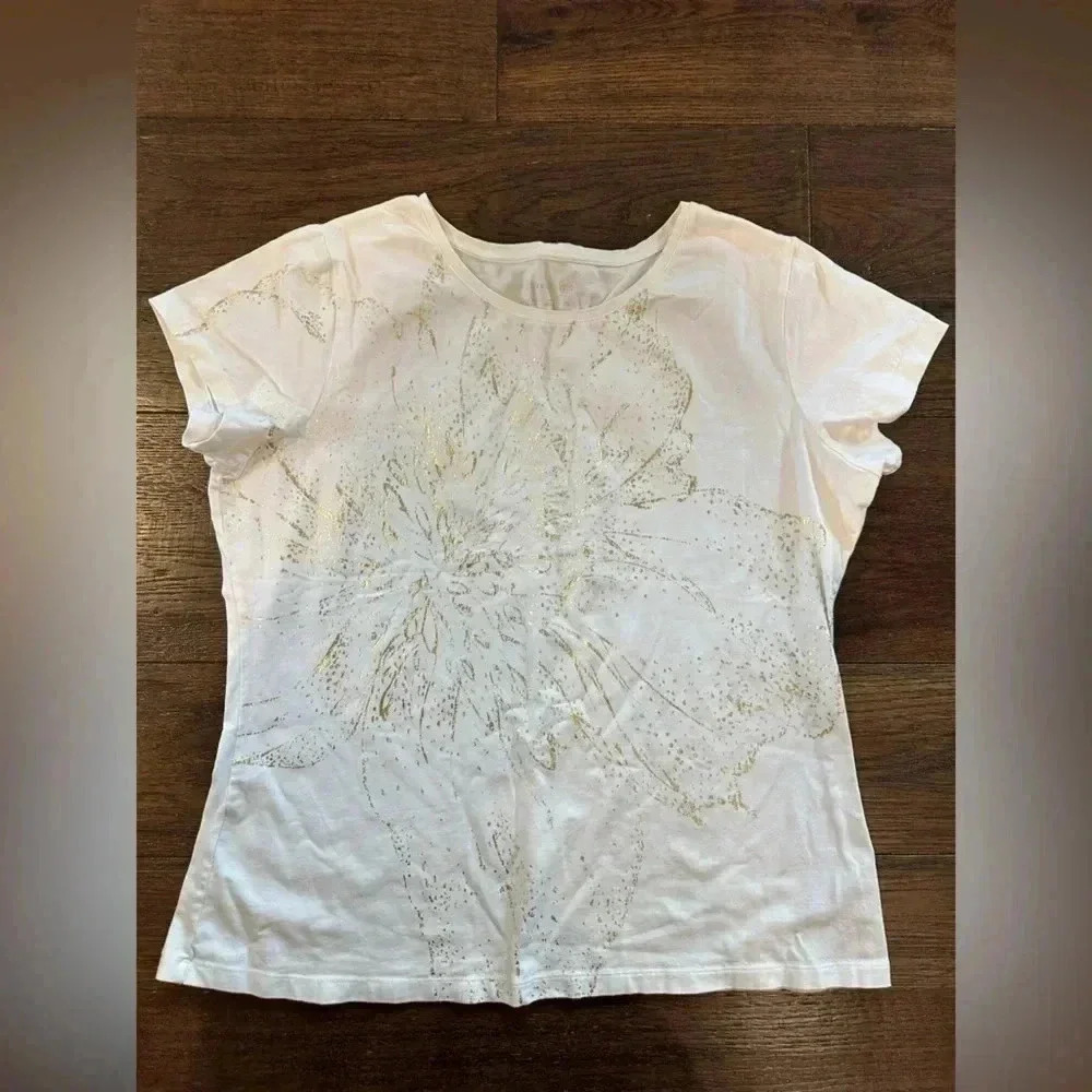 Coldwater Creek Gold/White shirt-size XL